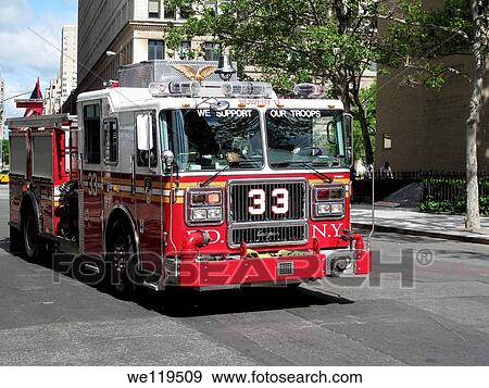 Fire Brigade Car 33, NYC Fire Department FDNY View Large Photo Image Stock Photo - Fire Brigade Car 33, NYC Fire Department FDNY. Fotosearch