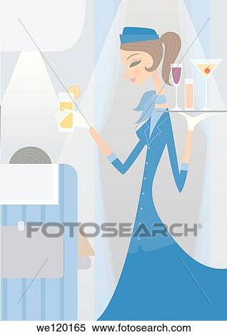 Flight attendant giving drink to a passenger View Large Photo Image Stock Photography - Flight attendant giving drink to a passenger. Fotosearch