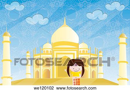 Girl standing in front of a mausoleum, Taj Mahal, Agra, Uttar Pradesh, India View Large Photo Image Stock Image - Girl standing in front of a mausoleum, Taj Mahal, Agra, Uttar Pradesh, India. Fotosearch