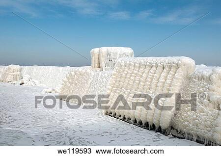 Icy pier, frozen Black Sea, a rare phenomenon, last time it occured in 1977, Odessa, Ukraine, Eastern Europe View Large Photo Image Stock Image - Icy pier, frozen Black Sea, a rare phenomenon, last time it occured in 1977, Odessa, Ukraine, Eastern Europe. Fotosearch
