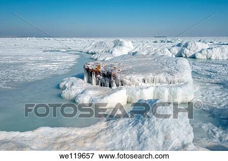 Icy pier, frozen Black Sea, a rare phenomenon, last time it occured in 1977, Odessa, Ukraine, Eastern Europe View Large Photo Image Stock Photo - Icy pier, frozen Black Sea, a rare phenomenon, last time it occured in 1977, Odessa, Ukraine, Eastern Europe. Fotosearch