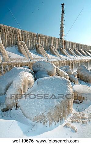 Icy pier, frozen Black Sea, a rare phenomenon, last time it occured in 1977, Odessa, Ukraine, Eastern Europe View Large Photo Image Stock Photograph - Icy pier, frozen Black Sea, a rare phenomenon, last time it occured in 1977, Odessa, Ukraine, Eastern Europe. Fotosearch