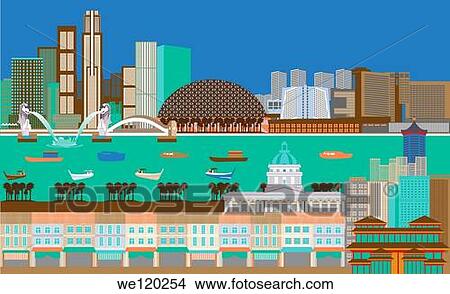 Illustration showing top tourist attractions in Singapore View Large Photo Image Picture - Illustration showing top tourist attractions in Singapore. Fotosearch