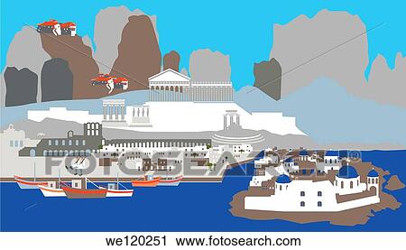 Illustration showing top tourist attractions in Greece View Large Photo Image Stock Image - Illustration showing top tourist attractions in Greece. Fotosearch