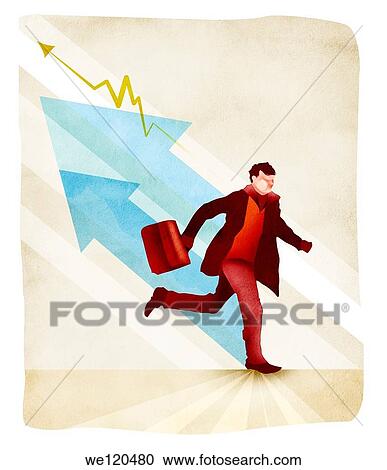 Illustrative image of businessman running with briefcase and arrows in the background representing growth View Large Photo Image Stock Image - Illustrative image of businessman running with briefcase and arrows in the background representing growth. Fotosearch