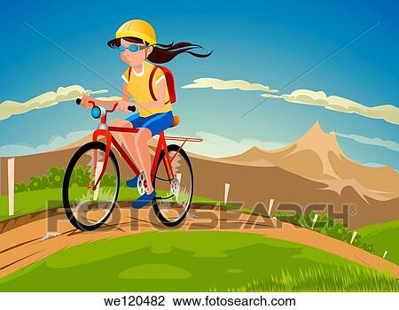 Illustrative image of woman mountain biking View Large Photo Image Stock Image - Illustrative image of woman mountain biking. Fotosearch