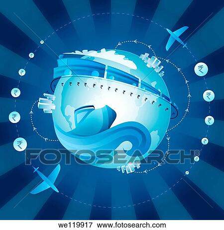 Stock Photo - Illustrative representation of different ways of shipping. Fotosearch