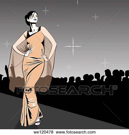 Indian fashion model walking on the ramp View Large Photo Image Stock Photo - Indian fashion model walking on the ramp. Fotosearch
