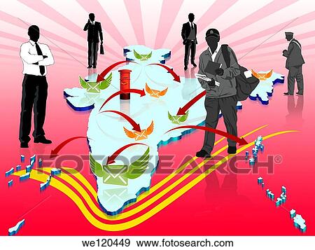 Indian map representing the postal service View Large Photo Image Stock Photo - Indian map representing the postal service. Fotosearch
