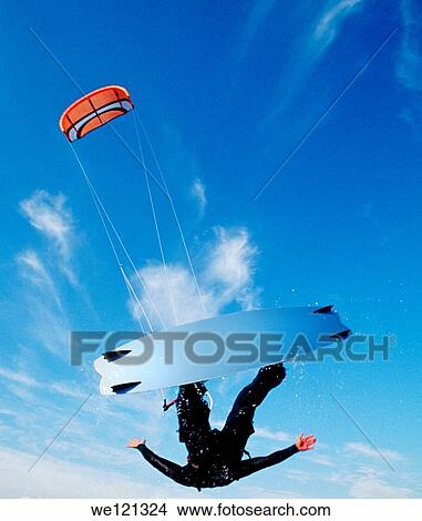 Picture - Kite surfer Squamish British Columbia Canada. Fotosearch