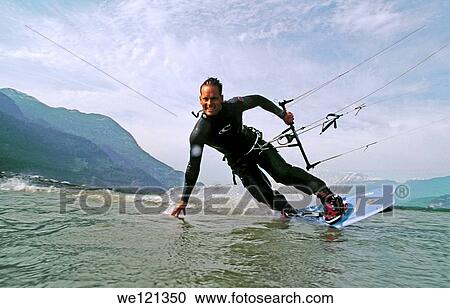 Stock Image - Kite surfer Squamish British Columbia Canada. Fotosearch