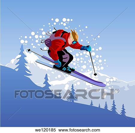 Man jumping while skiing View Large Photo Image Stock Photography - Man jumping while skiing. Fotosearch