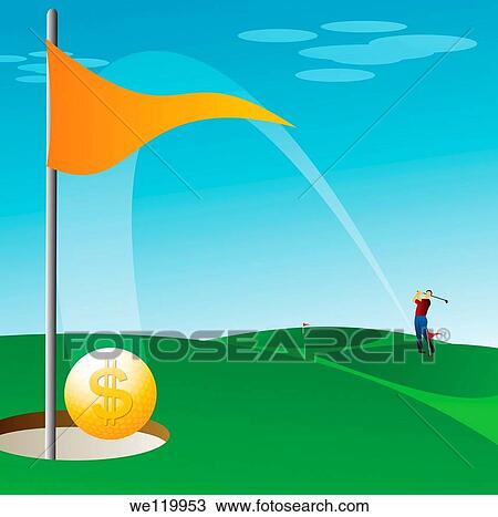 Stock Image - Man playing golf. Fotosearch