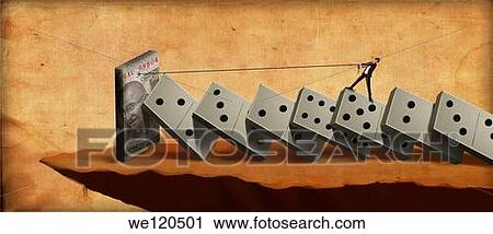 Man Saving Dollar From Falling Dominoes --- Image by © Images com/Corbis View Large Photo Image Stock Image - Man Saving Dollar From Falling Dominoes --- Image by © Images com/Corbis. Fotosearch