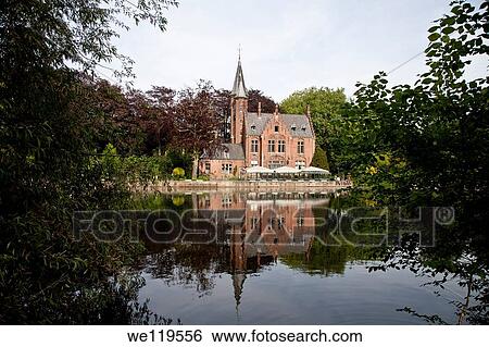 Minnenwater Park and Castle in the downtown of Bruges, Flanders, Belgium View Large Photo Image Stock Photograph - Minnenwater Park and Castle in the downtown of Bruges, Flanders, Belgium. Fotosearch