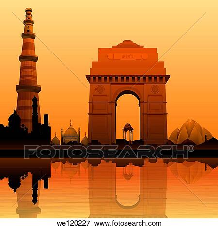 Montage of monuments at riverbank, New Delhi, India View Large Photo Image Stock Photo - Montage of monuments at riverbank, New Delhi, India. Fotosearch
