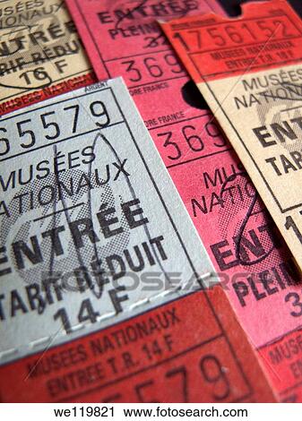 Stock Image - Old french entrance tickets. Fotosearch
