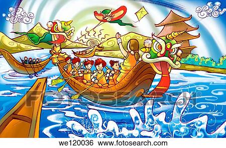 People participating in a dragon boat racing, China View Large Photo Image Stock Photograph - People participating in a dragon boat racing, China. Fotosearch
