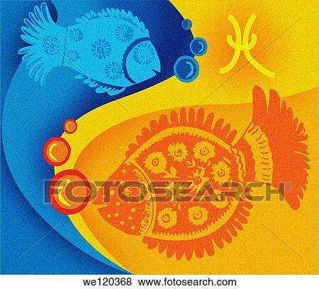 Pisces zodiac sign View Large Photo Image Stock Photo - Pisces zodiac sign. Fotosearch