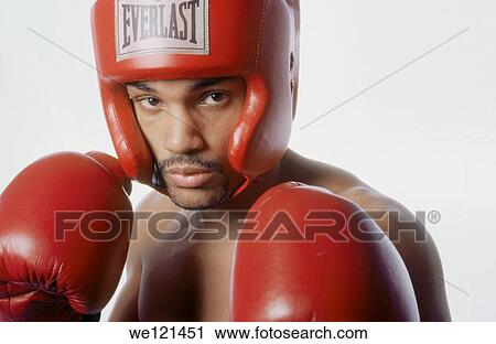 Stock Image - Portrait of boxer. Fotosearch