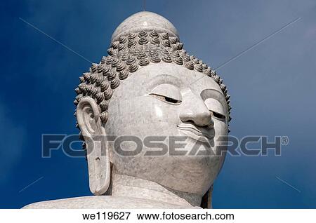 Portrait of the Big Buddha made of Burmese Alabaster, Chalong, Phuket, Thailand View Large Photo Image Stock Photo - Portrait of the Big Buddha made of Burmese Alabaster, Chalong, Phuket, Thailand. Fotosearch