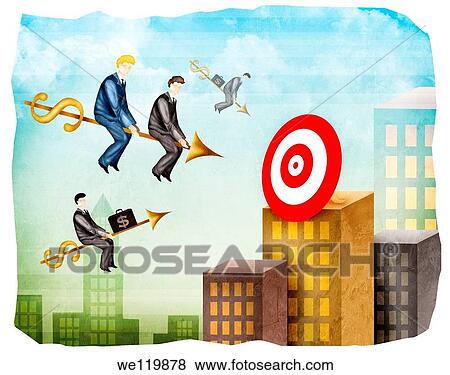 Sales executives reaching towards a target on arrows View Large Photo Image Stock Photo - Sales executives reaching towards a target on arrows. Fotosearch