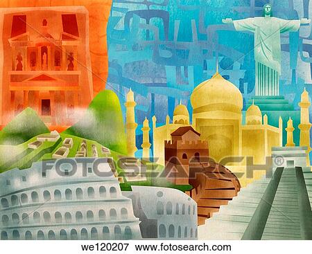 Stock Photo - Seven wonders of the world. Fotosearch