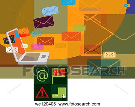 Spam mails being downloaded on a laptop View Large Photo Image Stock Photography - Spam mails being downloaded on a laptop. Fotosearch