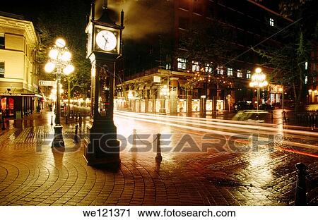 Steam clock in Gastown at night Vancouver Canada View Large Photo Image Stock Image - Steam clock in Gastown at night Vancouver Canada. Fotosearch