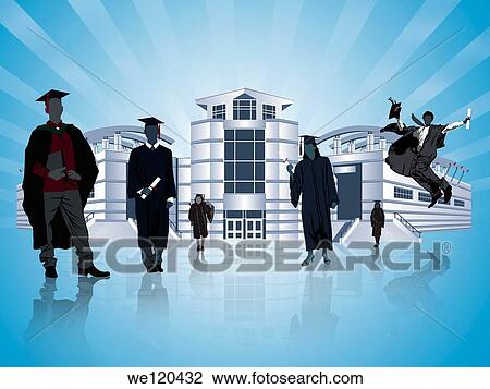 Students after completion the graduation in front of a university building View Large Photo Image Stock Image - Students after completion the graduation in front of a university building. Fotosearch