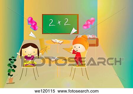 Stock Photography - Students having fun in a classroom. Fotosearch