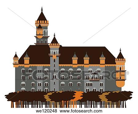 Trees in front of a castle, Neuschwanstein Castle, Bavaria, Germany View Large Photo Image Stock Photo - Trees in front of a castle, Neuschwanstein Castle, Bavaria, Germany. Fotosearch