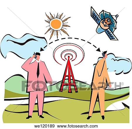 Stock Photo - Two businessmen talking on mobile phones. Fotosearch