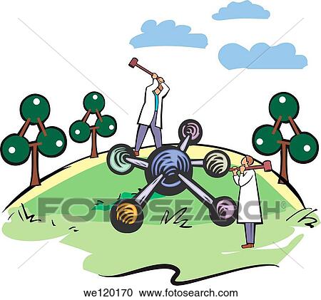Two male scientists working on an atomic structure View Large Photo Image Stock Image - Two male scientists working on an atomic structure. Fotosearch
