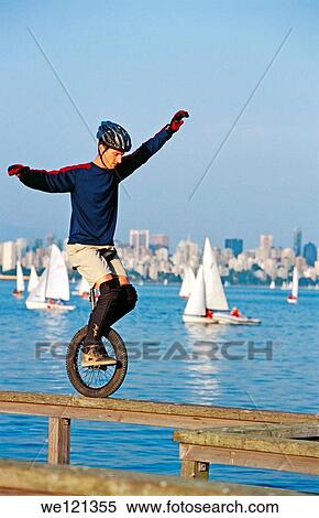 Uni-Cyclist Vancouver Canada View Large Photo Image Stock Photography - Uni-Cyclist Vancouver Canada. Fotosearch