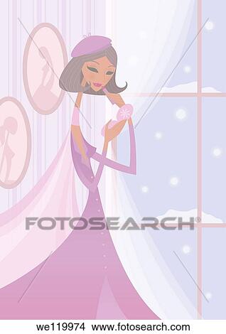 Picture - Woman applying lipstick. Fotosearch