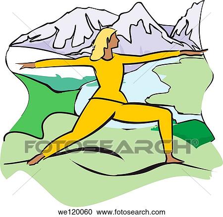 Stock Image - Woman exercising on a landscape. Fotosearch