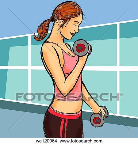 Woman exercising with dumbbells View Large Photo Image Picture - Woman exercising with dumbbells. Fotosearch