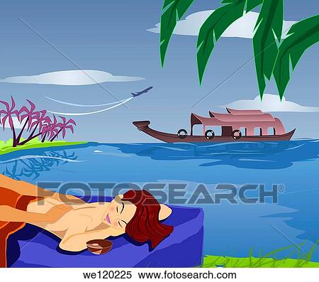 Woman receiving back massage from a massage therapist, Kerala Backwaters, Kerala, India View Large Photo Image Stock Photography - Woman receiving back massage from a massage therapist, Kerala Backwaters, Kerala, India. Fotosearch