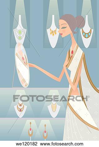 Woman shopping for jewelry in a store View Large Photo Image Stock Image - Woman shopping for jewelry in a store. Fotosearch
