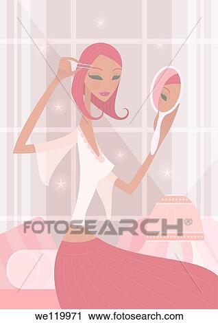 Woman tweezing her eyebrows View Large Photo Image Stock Image - Woman tweezing her eyebrows. Fotosearch