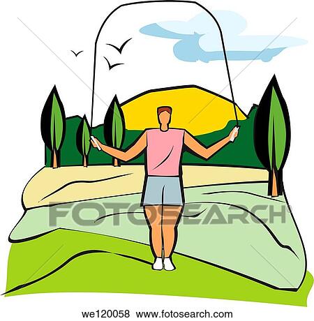 Woman using skipping rope on a landscape View Large Photo Image Stock Photo - Woman using skipping rope on a landscape. Fotosearch