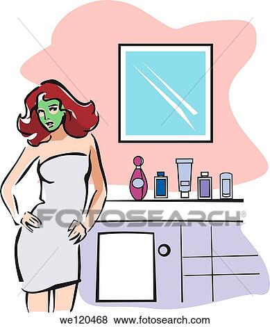 Stock Photo - Woman with facial mask applied on her face. Fotosearch