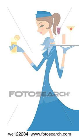 Air stewardess serving drinks View Large Photo Image Picture - Air stewardess serving drinks. Fotosearch
