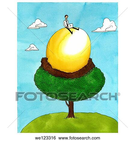 Stock Photograph - An golden egg in a businessman´s possession. Fotosearch