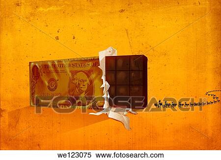 Ants walking towards chocolate wrapped in US Dollar currency View Large Photo Image Stock Photography - Ants walking towards chocolate wrapped in US Dollar currency. Fotosearch