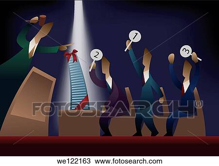 Auctioneer taking bid of a company at auction View Large Photo Image Stock Image - Auctioneer taking bid of a company at auction. Fotosearch