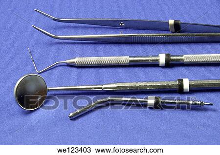 Stock Image - Basic tray setup for dentist. Fotosearch