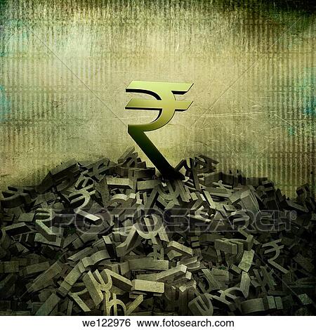 Big Rupee sign on top of small currency symbols View Large Photo Image Stock Photograph - Big Rupee sign on top of small currency symbols. Fotosearch