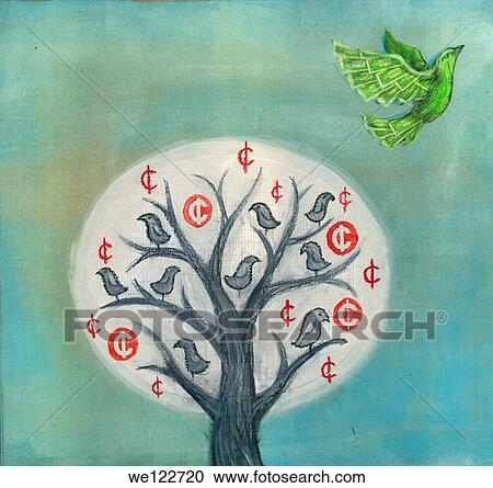 Bird flying up from a money tree View Large Photo Image Stock Image - Bird flying up from a money tree. Fotosearch